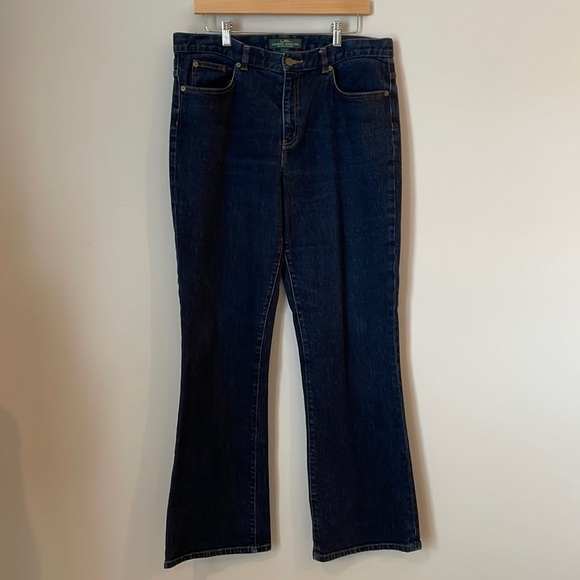 Lauren Ralph Lauren Jeans SZ 12 Bootcut Dark Wash Stretch Button Back Pockets - Picture 2 of 12